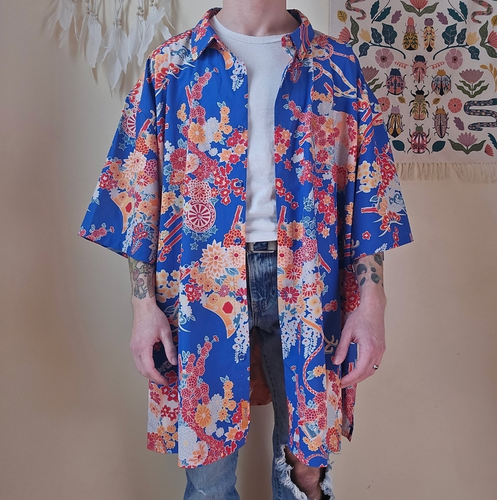 Retro Rifle Floral Button Down - Tactical Hawaiian Shirt - Hidden Print
